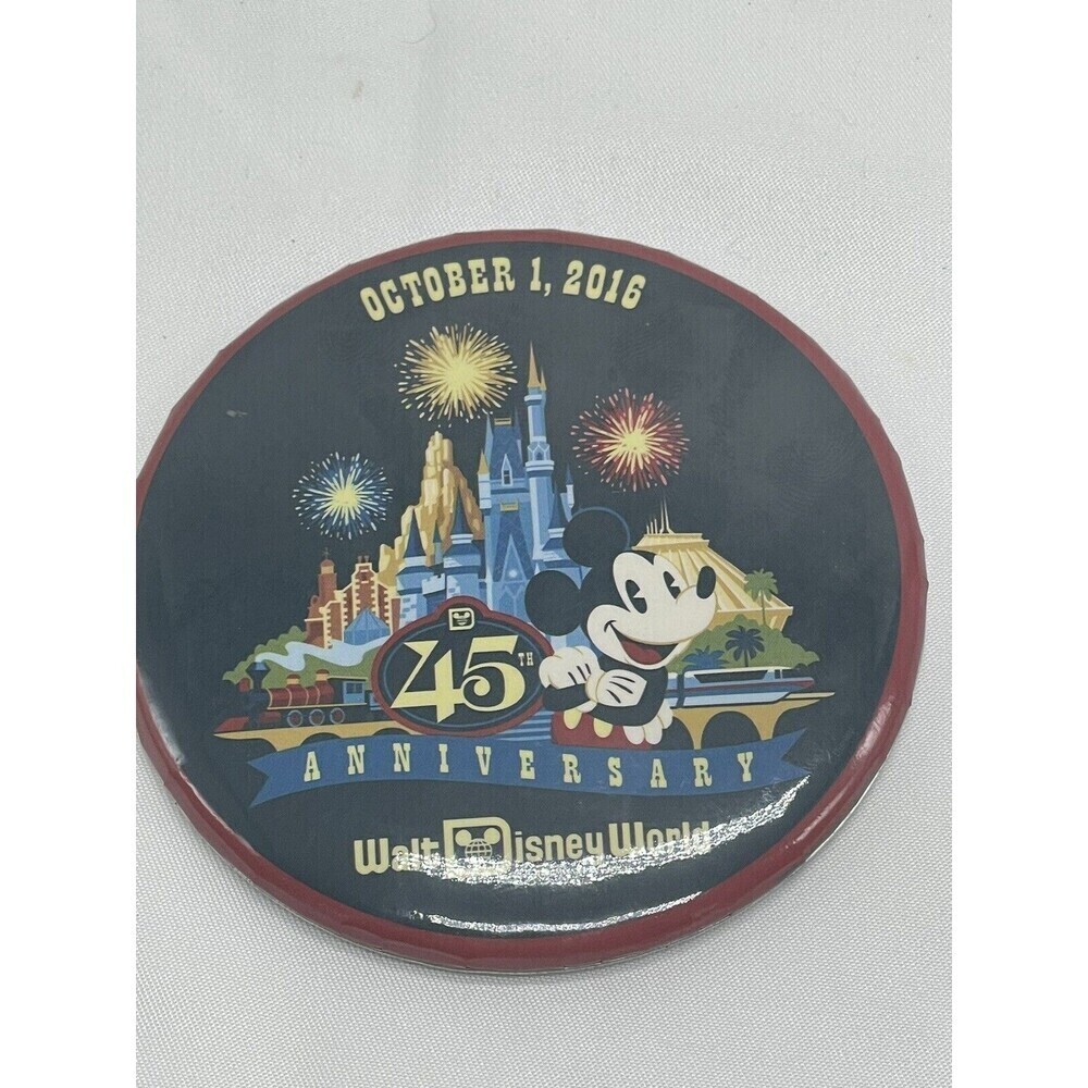 Walt Disney World 45th Anniversary Magic Kingdom Mickey Castle Disney Button